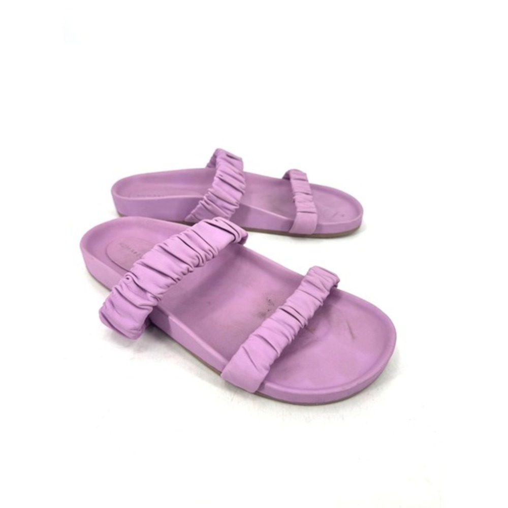 Huma Blanco Lilac Purple Leather Ruched Double Strap‎ Slide Sandals Size 40